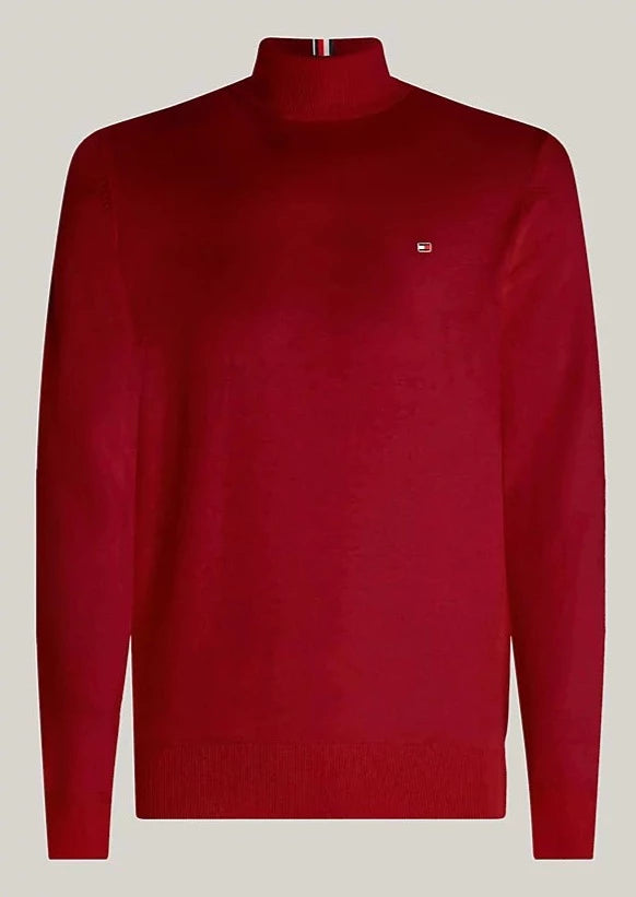 Pull col roulé homme Tommy Hilfiger rouge en cachemire | Georgespaul