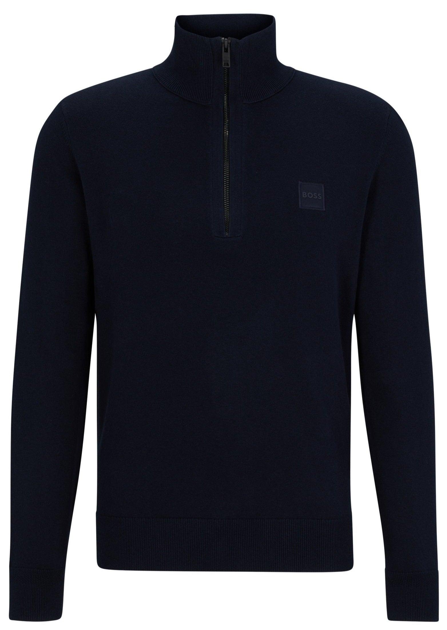 Pull demi-zip BOSS marine en cachemire - Georgespaul