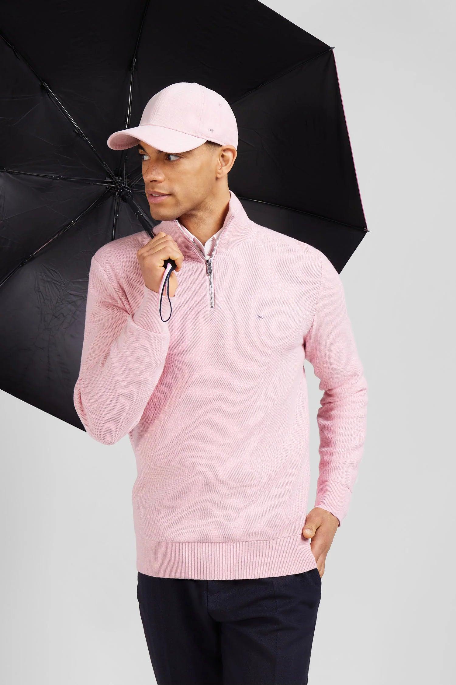 Pull demi-zip Eden Park rose pour homme | Georgespaul