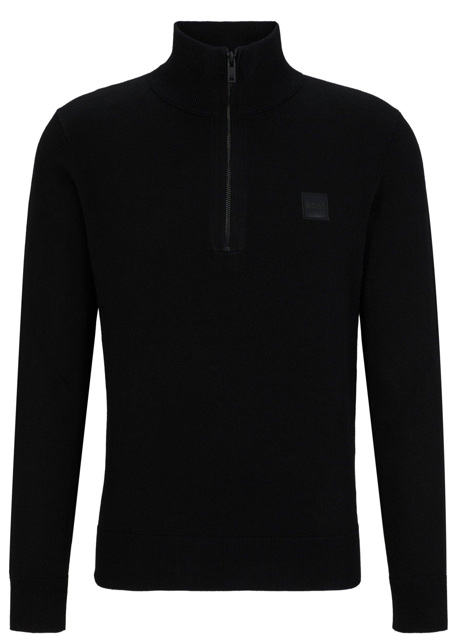 Pull demi-zip BOSS noir en cachemire - Georgespaul