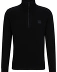 Pull demi-zip BOSS noir en cachemire - Georgespaul