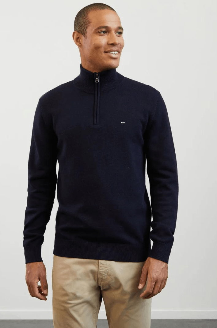 Pull demi zip Eden Park marine en laine - Georgespaul