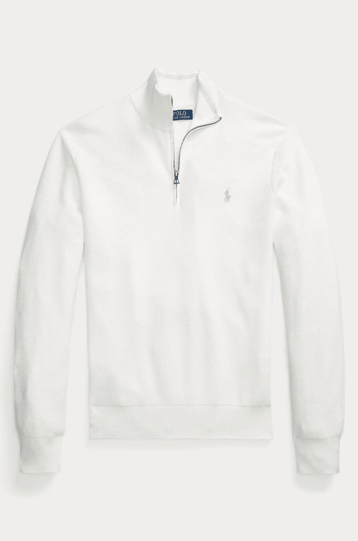 Pull demi zip Ralph Lauren blanc - Georgespaul