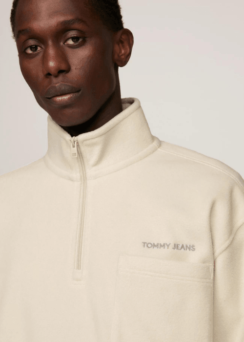 Pull demi zip Tommy Jeans beige - Georgespaul