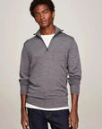 Pull demi zip Tommy Hilfiger gris en laine - Georgespaul