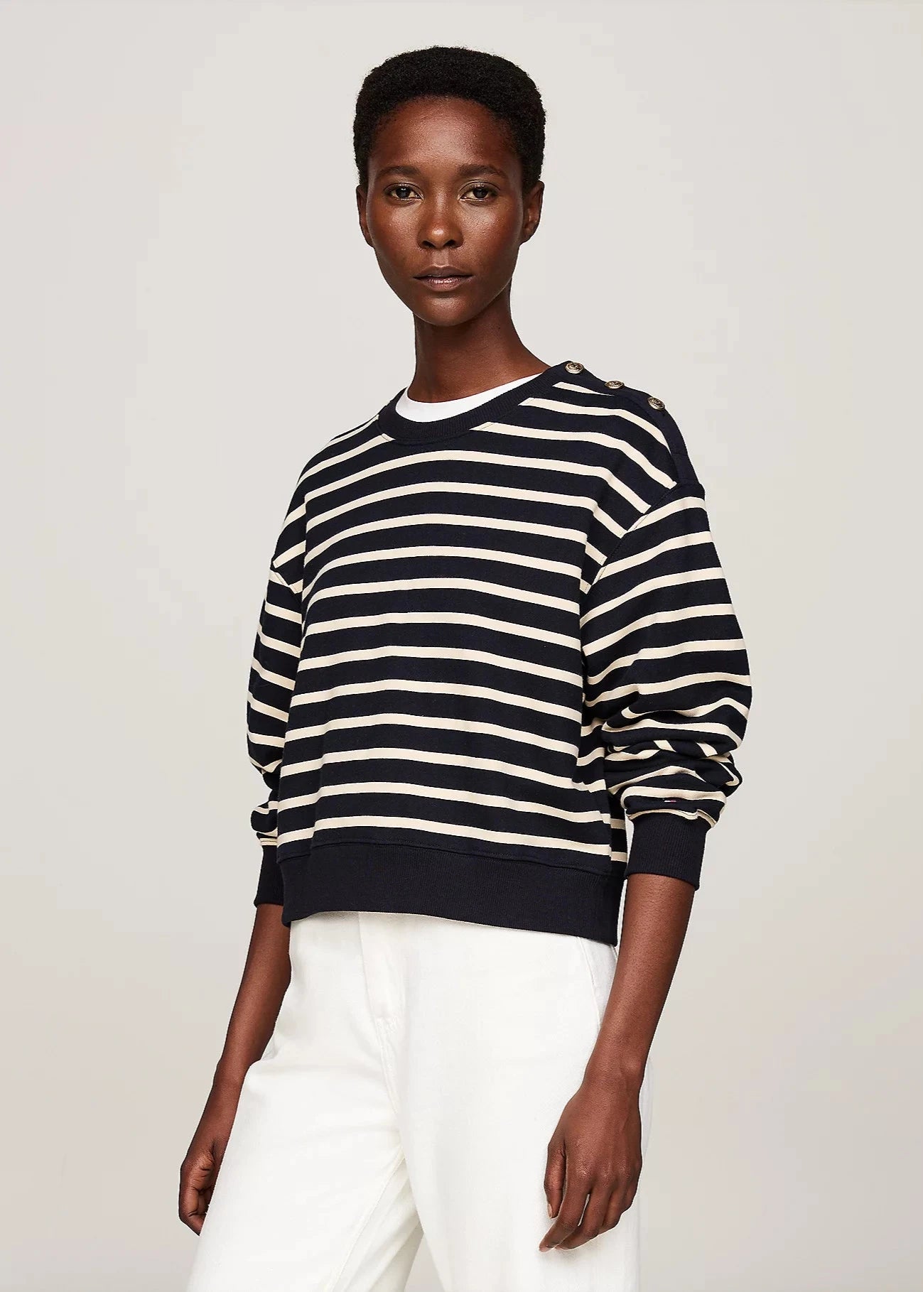 Pull marinière Tommy Hilfiger marine pour femme | Georgespaul