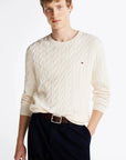 Pull torsadé Tommy Hilfiger beige | Georgespaul    