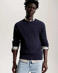 Pull torsadé Tommy Hilfiger marine - Georgespaul