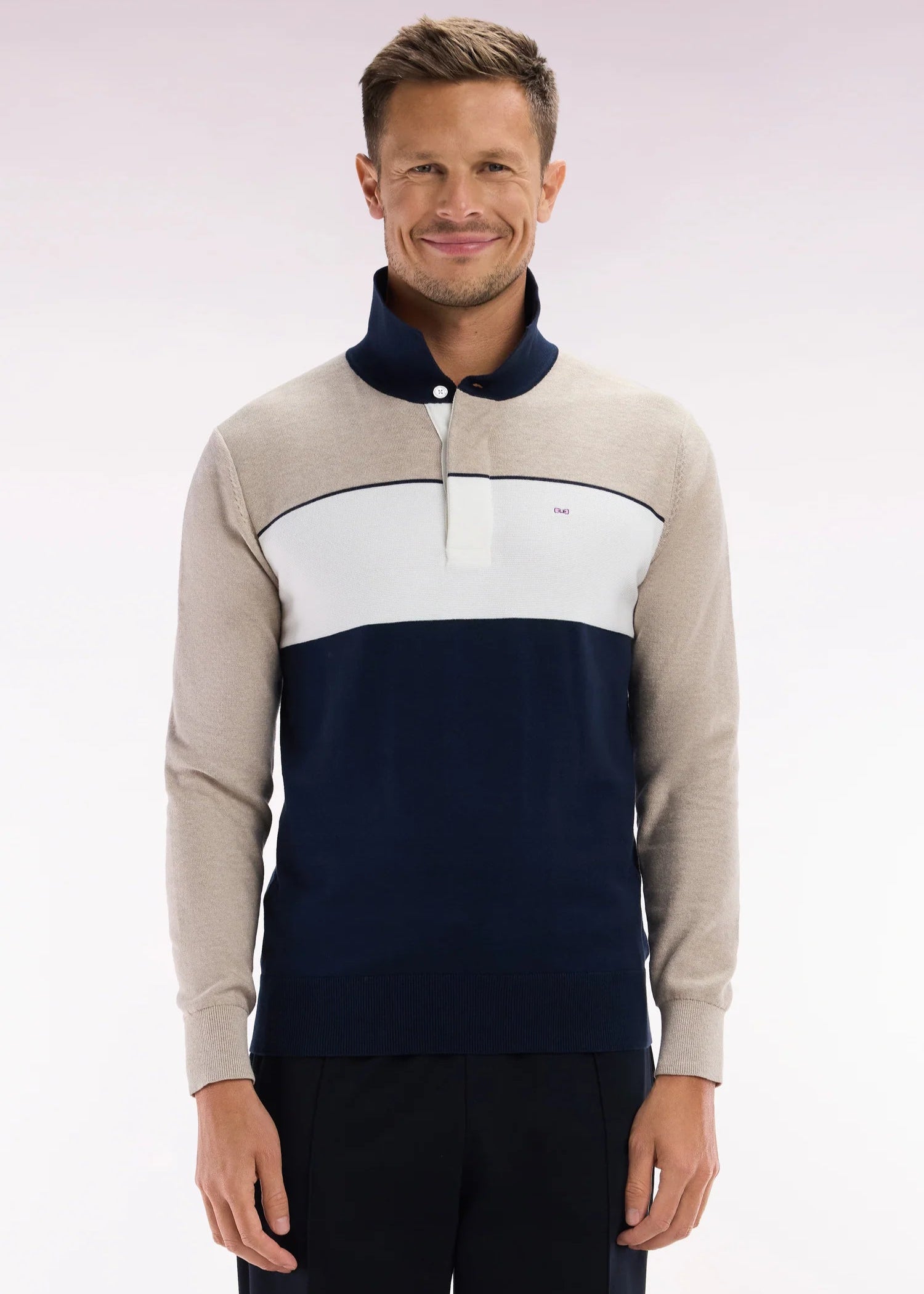 Pull col polo Eden Park beige pour homme | Georgespaul