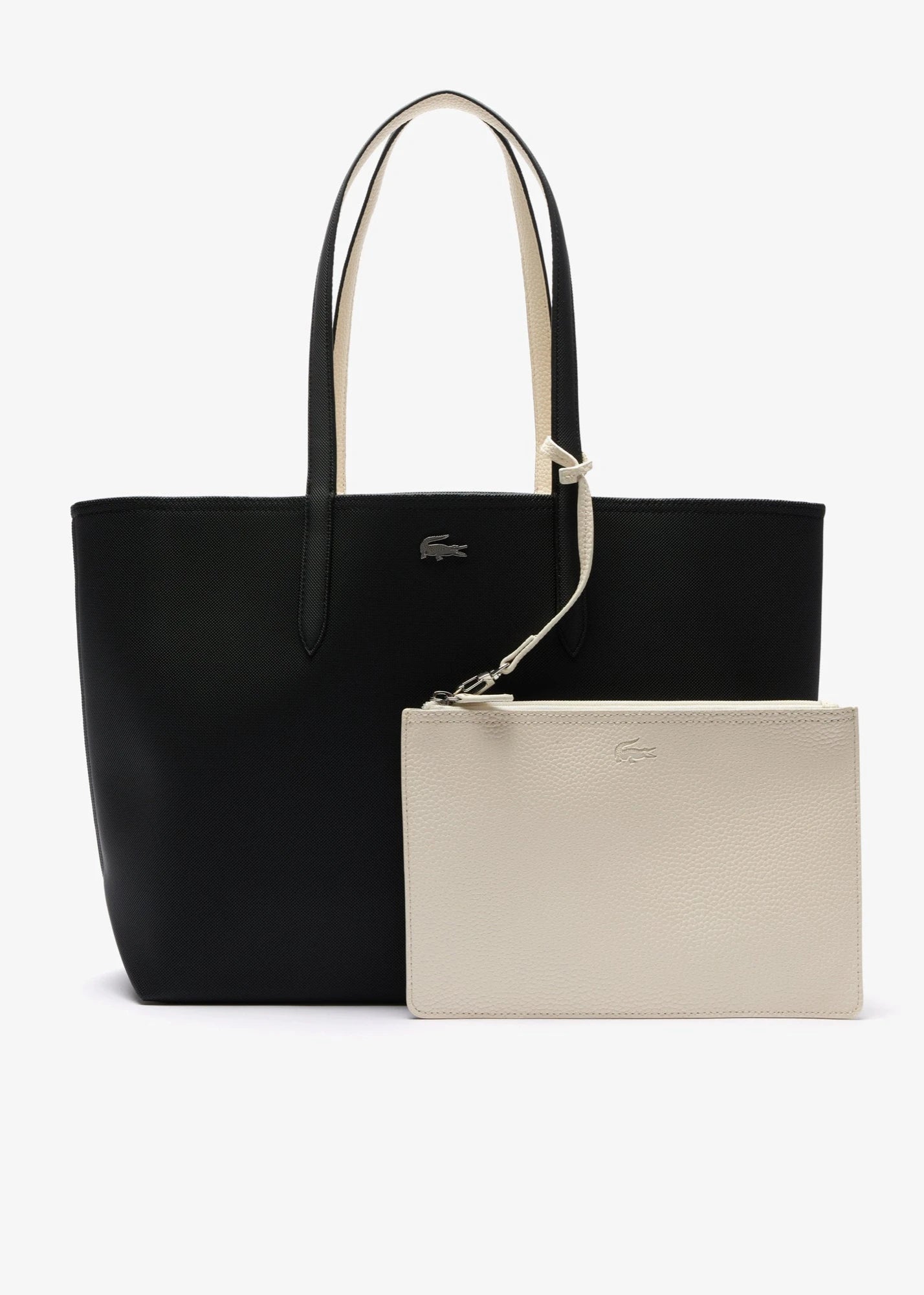 Sac cabas réversible Lacoste noir femme | Georgespaul 