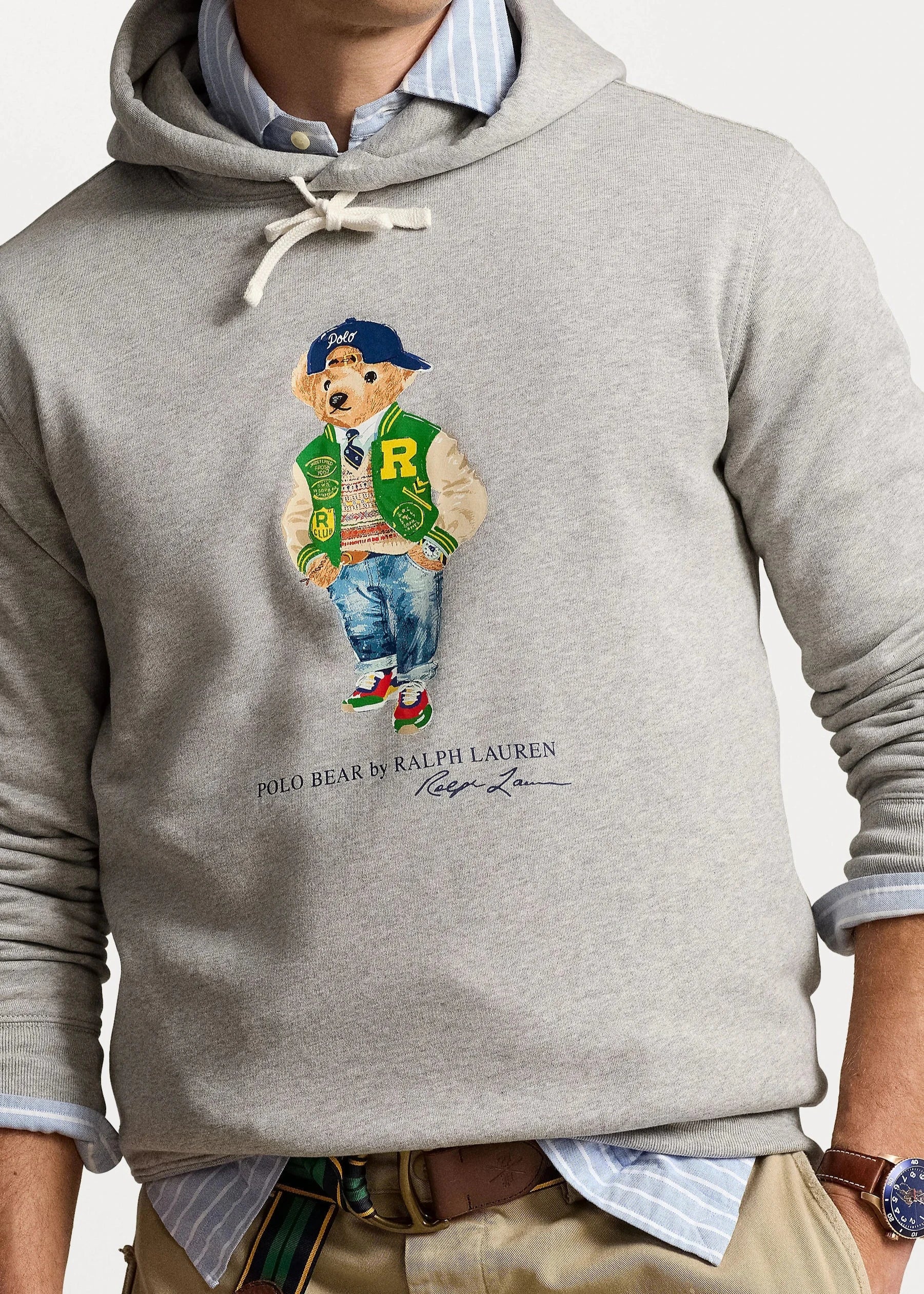 Sweat à capuche Bear Ralph Lauren gris pour homme | Georgespaul