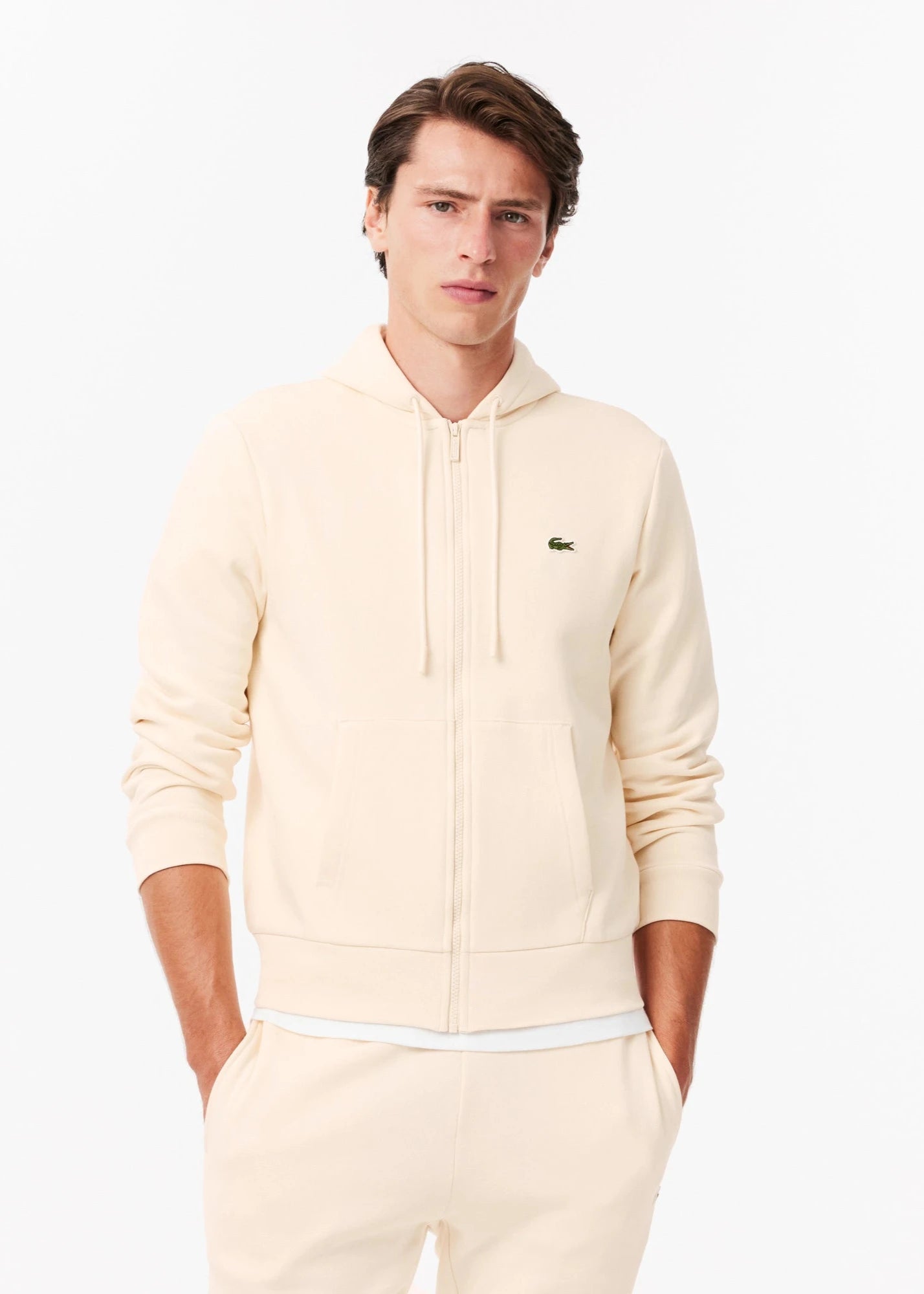 Sweat à capuche Lacoste beige pour homme | Georgespaul