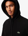 Sweat à capuche homme Lacoste noir coton bio | Georgespaul