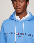 Sweat à capuche Tommy Hilfiger bleu en coton bio - Georgespaul