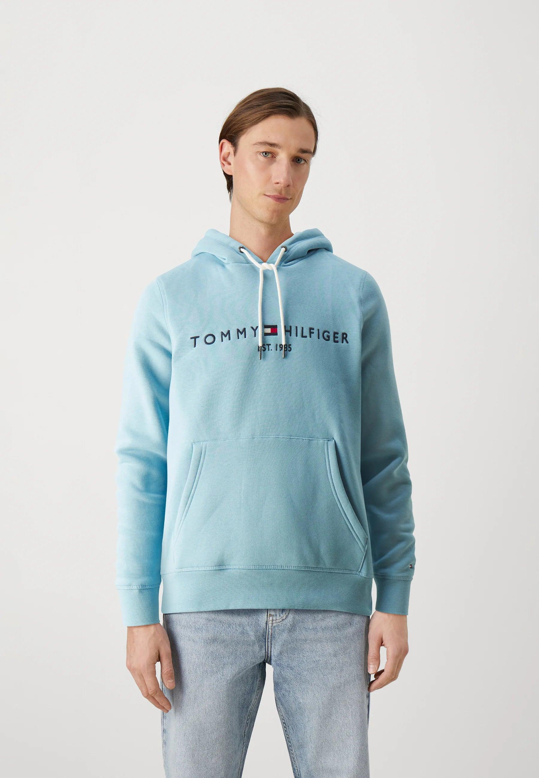 Sweat à capuche Tommy Hilfiger bleu en coton bio - Georgespaul