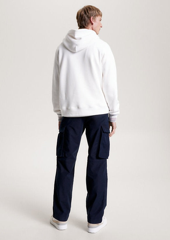 Sweat à capuche logo homme Tommy Hilfiger blanc en coton bio | Georgespaul 