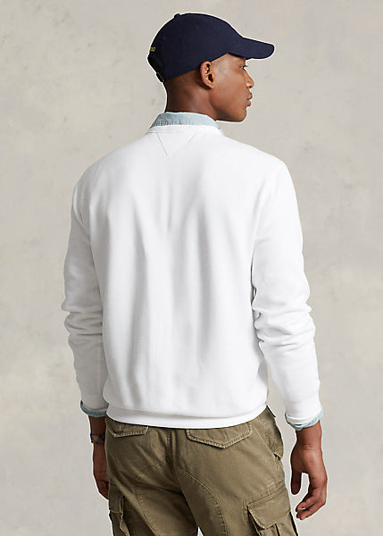 Weißes Sweatshirt aus Baumwollfleece von Ralph Lauren mit Rundhalsausschnitt