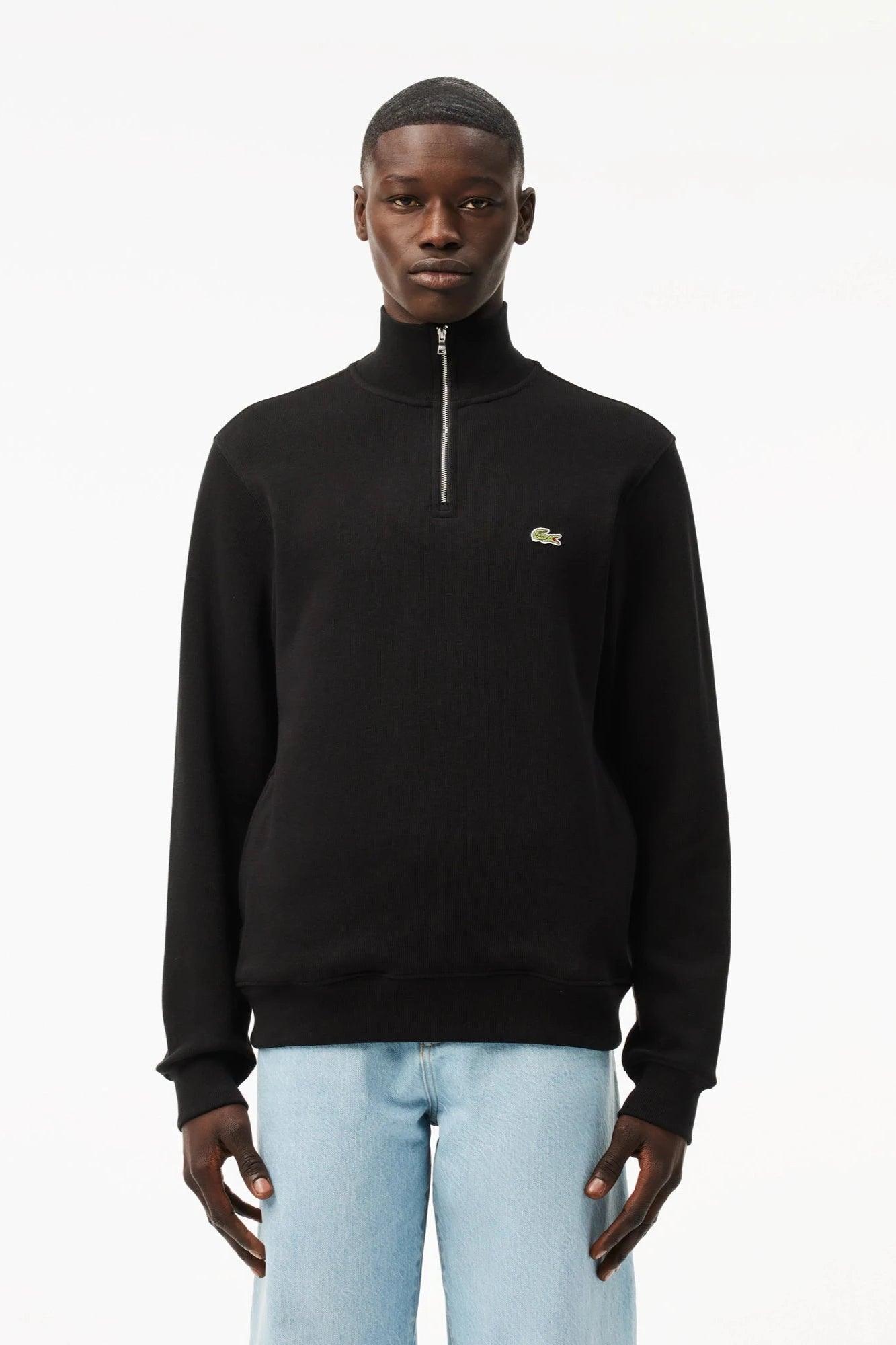 Pull Lacoste demi-zip noir pour homme | Georgespaul