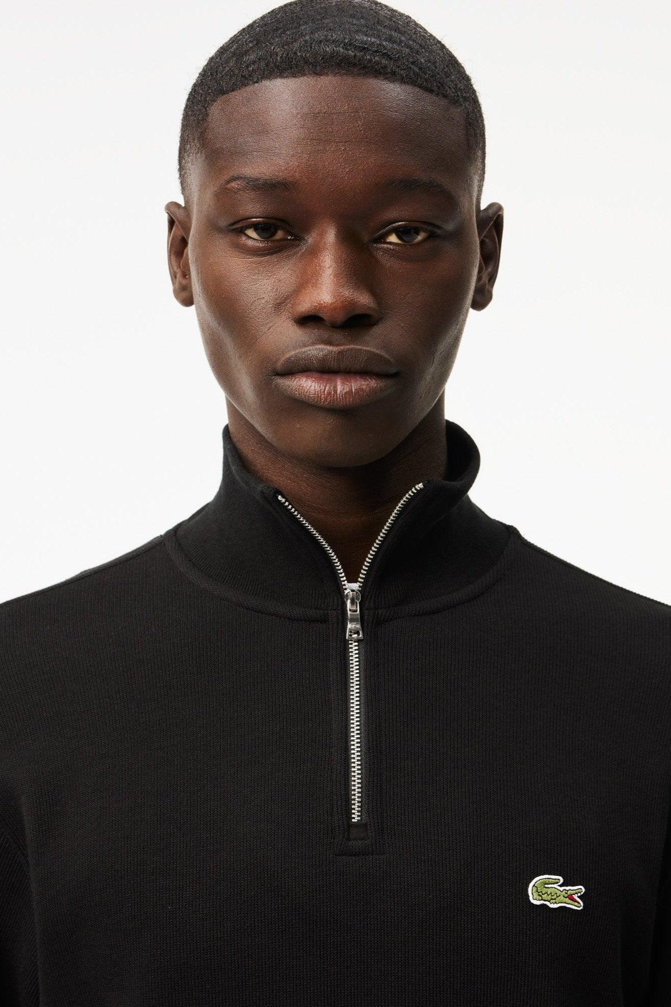 Pull Lacoste demi-zip noir pour homme | Georgespaul