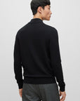 Pull demi zip BOSS noir en laine - Georgespaul