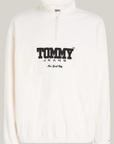 Sweat demi zip Tommy Jeans blanc en coton bio