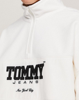 Sweat demi zip Tommy Jeans blanc en coton bio