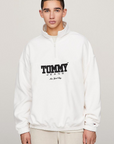 Sweat demi zip Tommy Jeans blanc en coton bio