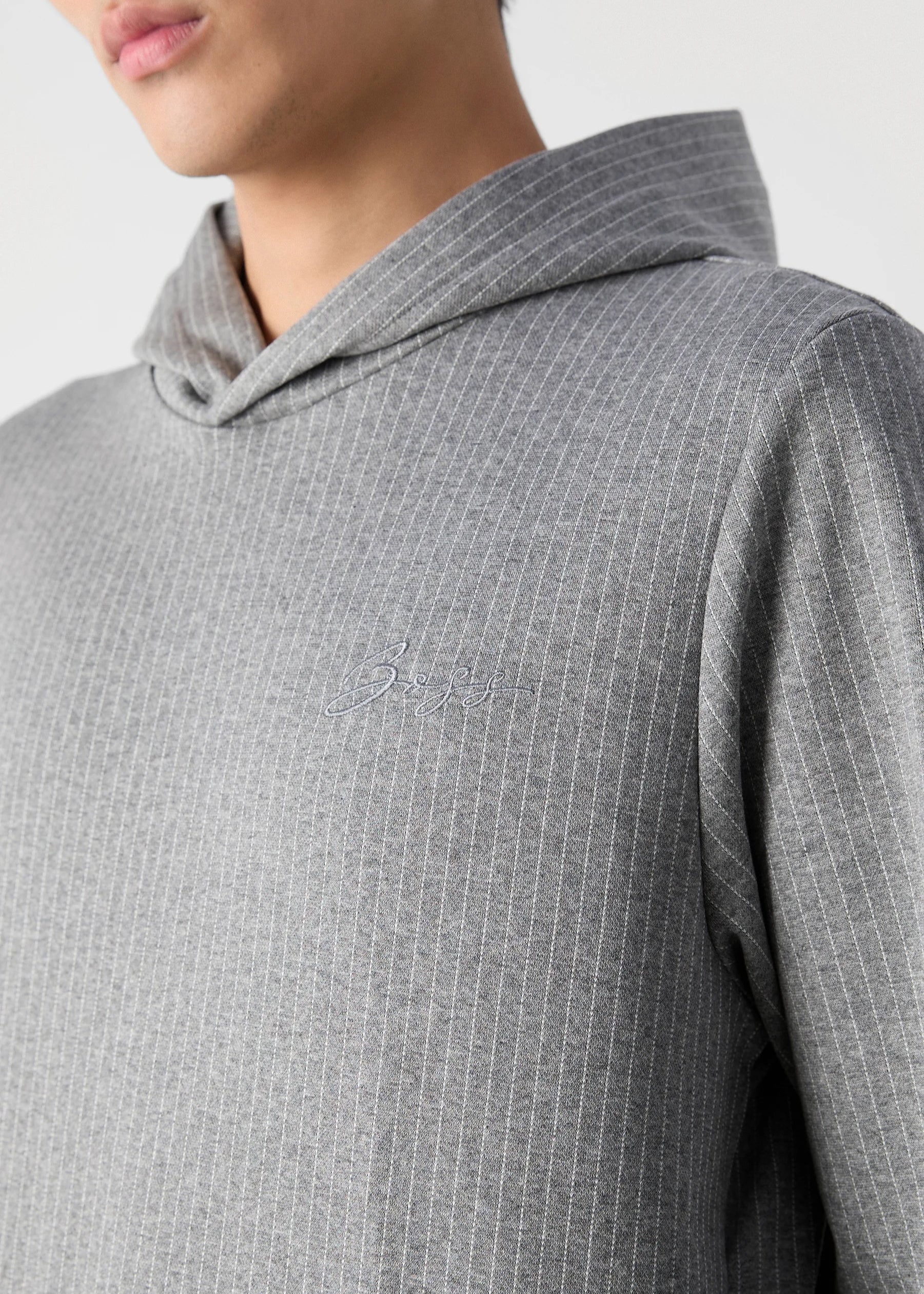 Sweat rayé à capuche BOSS gris pour homme | Georgespaul