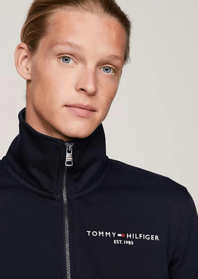 Sweat zippé Tommy Hilfiger marine en coton bio - Georgespaul