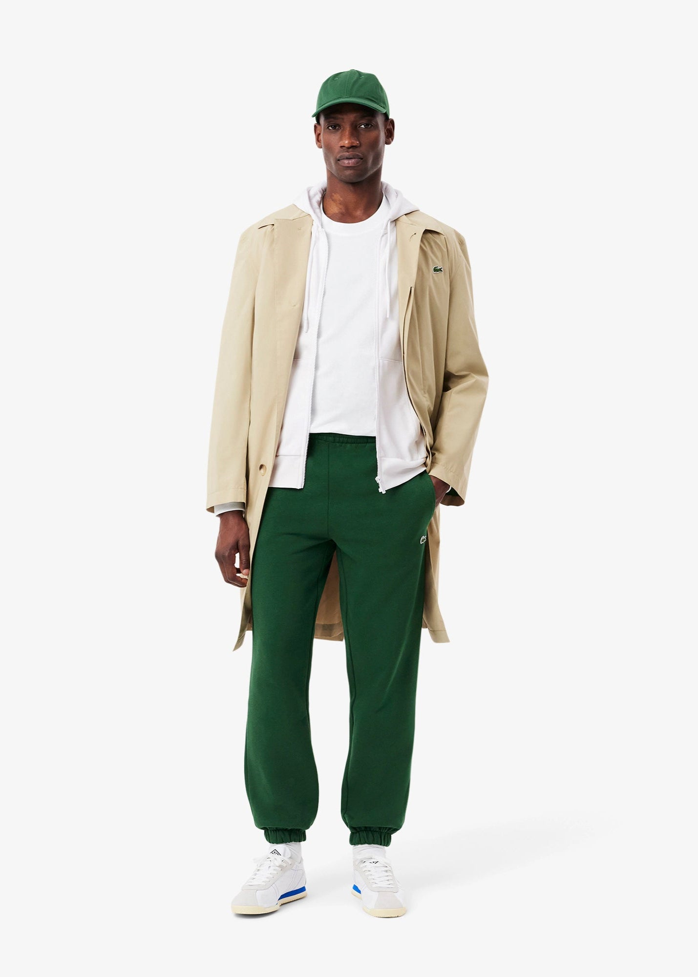 Sweat zippé à capuche homme Lacoste blanc | Georgespaul