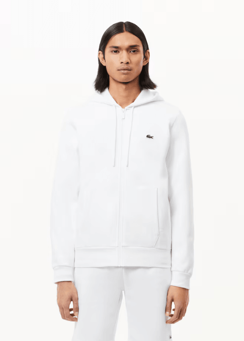 Sweat zippé à capuche Lacoste blanc - Georgespaul