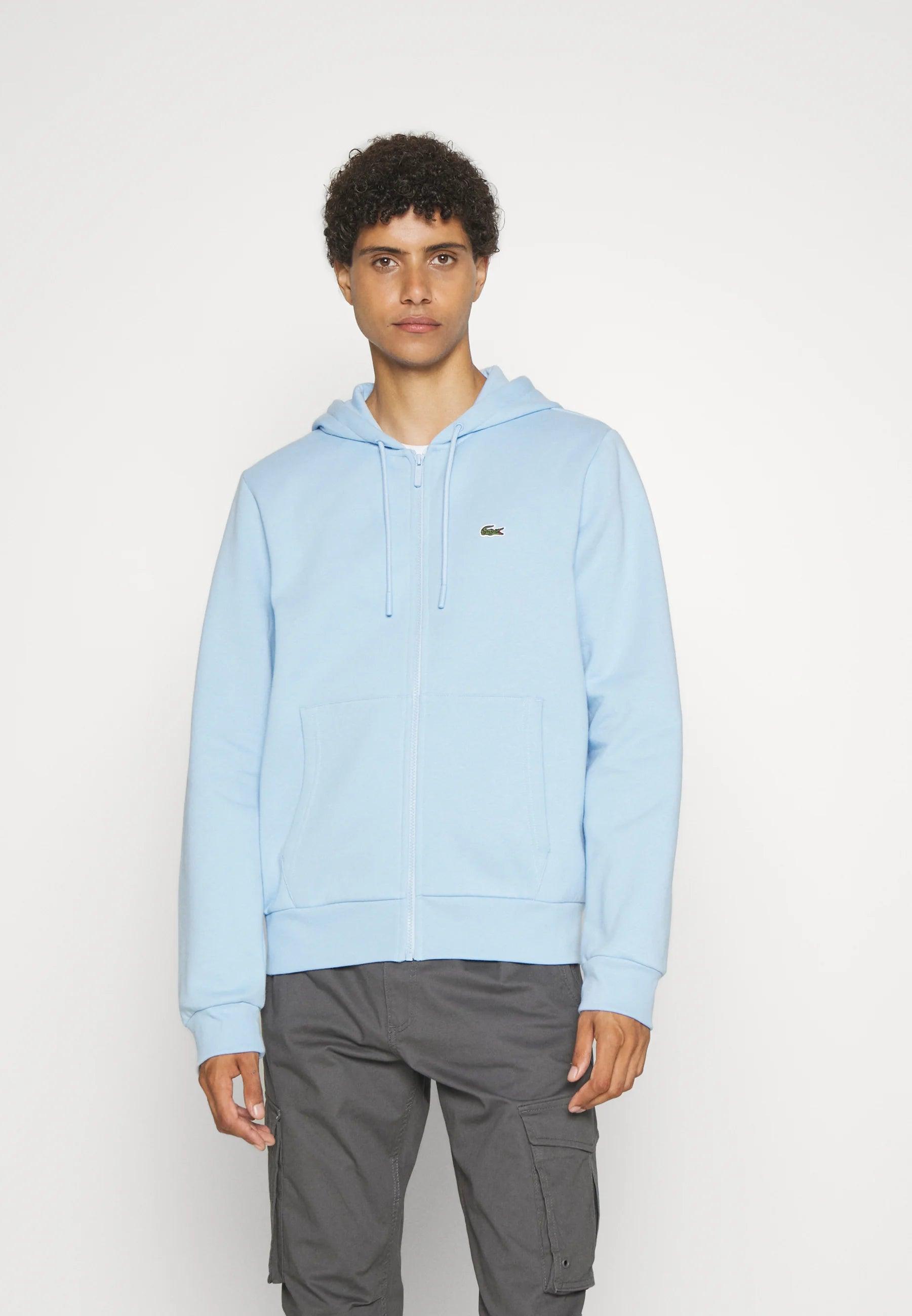 Sweat zippé à capuche Lacoste bleu clair - Georgespaul