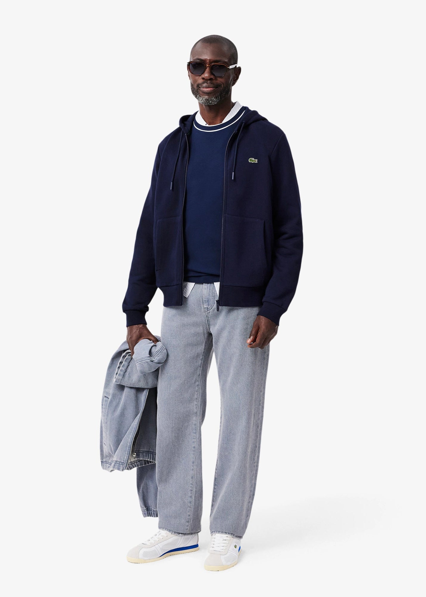Sweat zippé à capuche homme Lacoste marine | Georgespaul