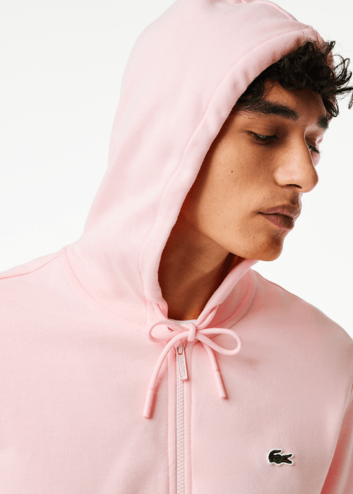 Sweat zippé à capuche Lacoste rose - Georgespaul