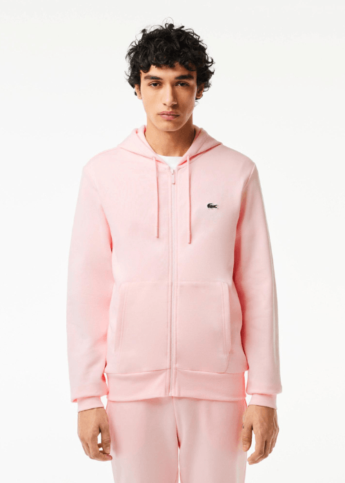 Sweat zippé à capuche Lacoste rose - Georgespaul