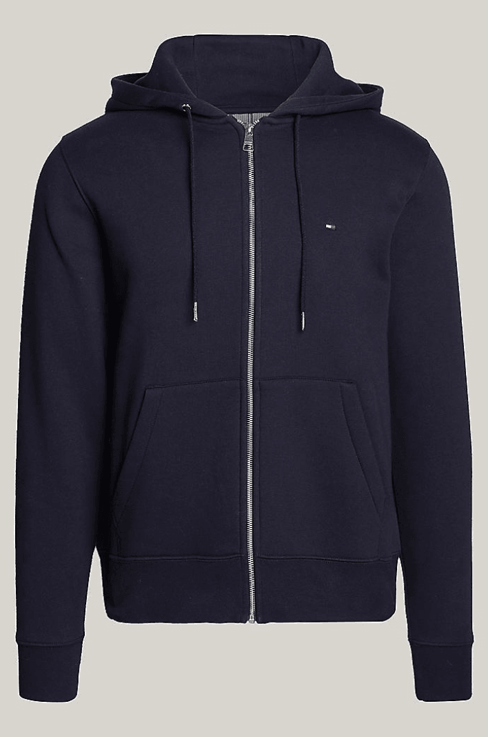 Sweat zippé à capuche Tommy Hilfiger marine coton bio - Georgespaul