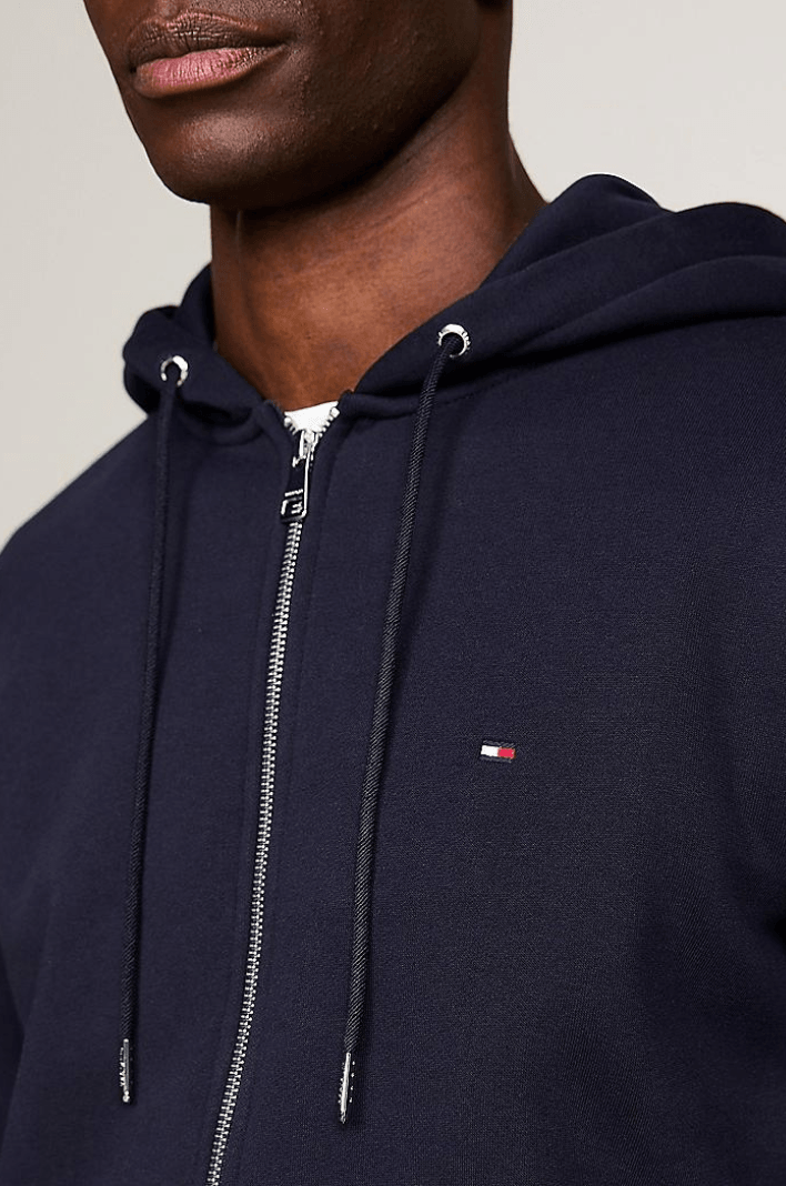 Sweat zippé à capuche Tommy Hilfiger marine coton bio - Georgespaul