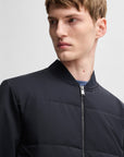 Sweat zippé bi-matière BOSS marine pour homme | Georgespaul