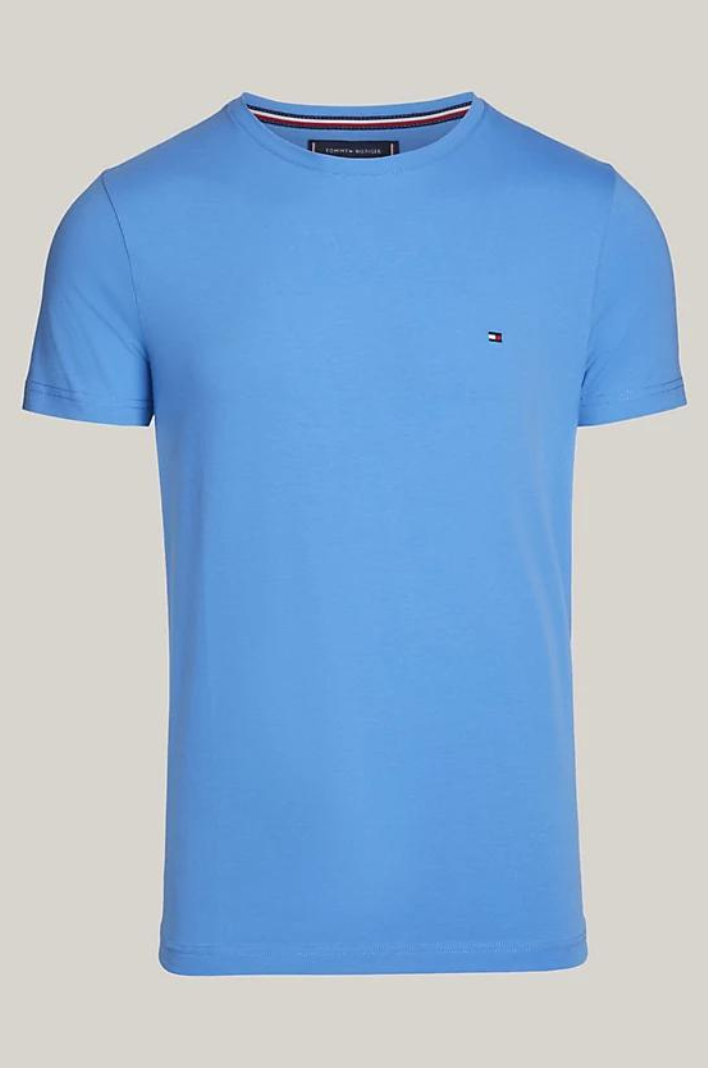 T-Shirt Tommy Hilfiger ajusté bleu en coton bio stretch