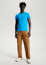 Charger l&#39;image dans la galerie, T-Shirt Tommy Hilfiger ajusté bleu en coton bio stretch | Georgespaul

