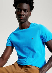 T-Shirt Tommy Hilfiger ajusté bleu en coton bio stretch | Georgespaul