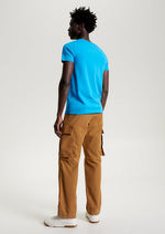 Charger l&#39;image dans la galerie, T-Shirt Tommy Hilfiger ajusté bleu en coton bio stretch | Georgespaul
