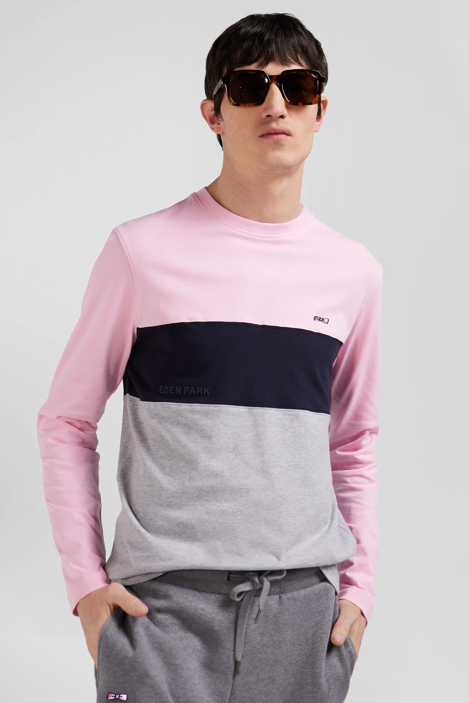 T-Shirt manches longues Eden Park rose pour homme | Georgespaul