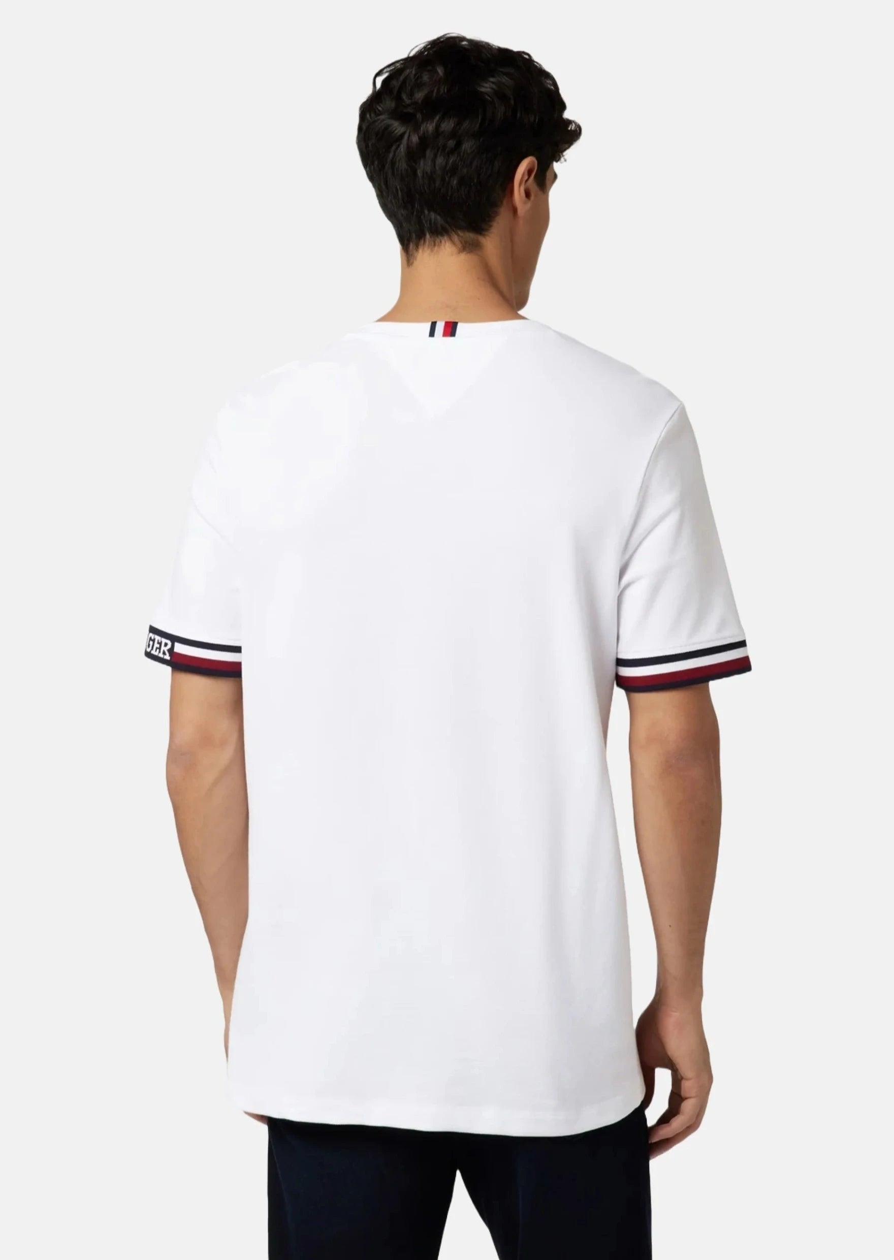 T-Shirt à liserés Tommy Hilfiger blanc en coton bio stretch | Georgespaul