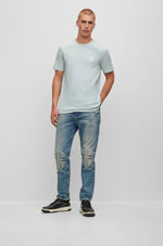Laden Sie das Bild in den Galerie-Viewer, T-Shirt col rond homme BOSS bleu clair en coton | Georgespaul
