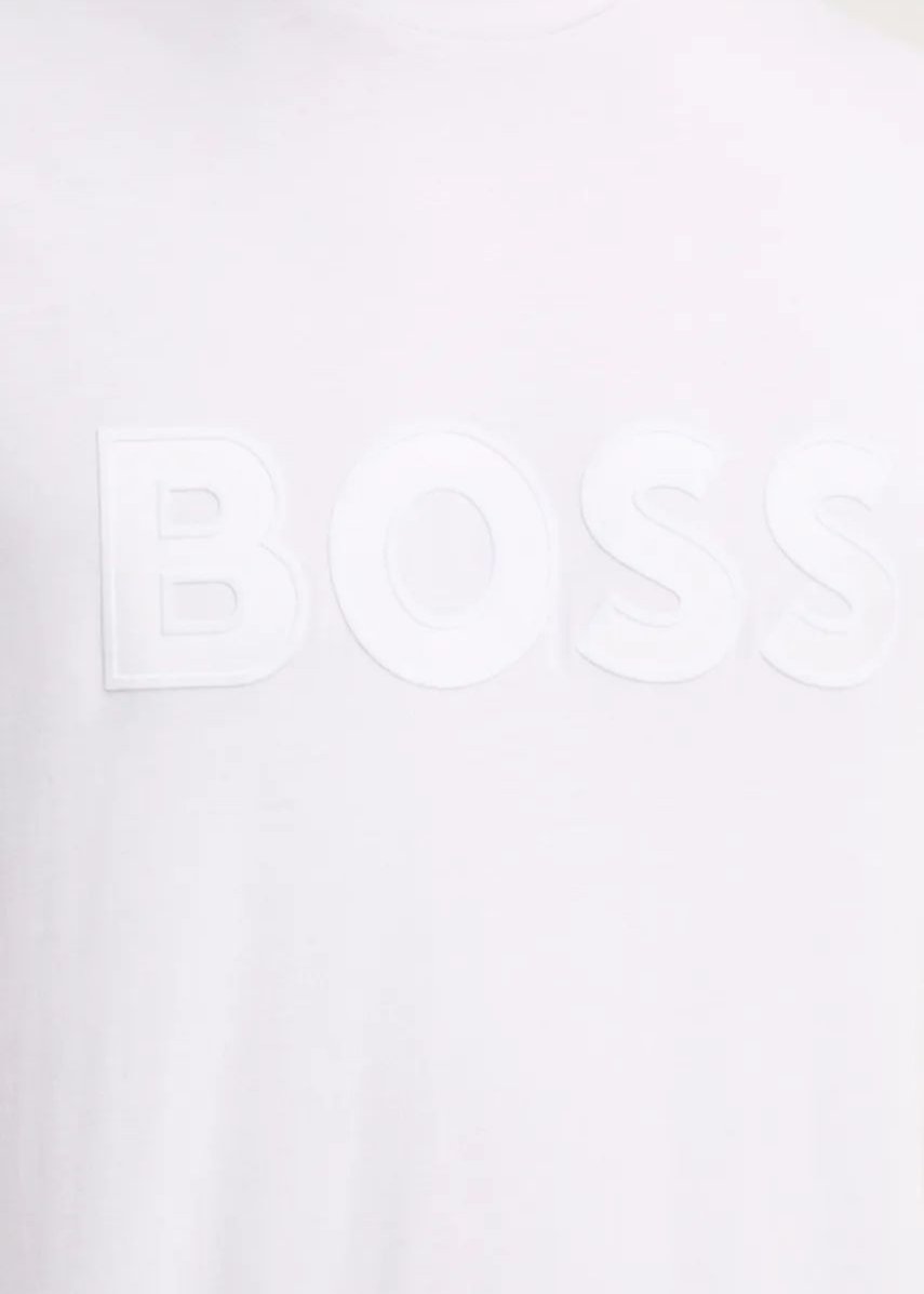 T-Shirt logo BOSS blanc pour homme | Georgespaul