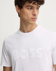 T-Shirt logo BOSS blanc pour homme | Georgespaul