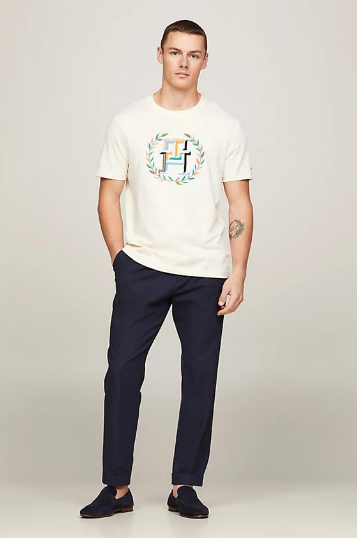 T-Shirt logo Tommy Hilfiger beige