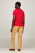 Charger l&#39;image dans la galerie, T-Shirt logo poitrine Tommy Hilfiger rouge coton bio
