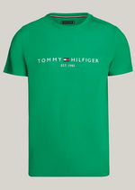 Laden Sie das Bild in den Galerie-Viewer, T-Shirt logo poitrine Tommy Hilfiger vert coton bio
